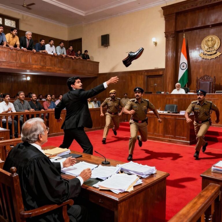 चिल्लाते हुए यह भी कहा, “सनातन का अपमान नहीं सहेगा हिन्दुस्तान।” -भारत के मुख्य न्यायाधीश (Chief Justice of India – CJI) बी. आर. गवई की ओर जूता फेंकने की कोशिश -!