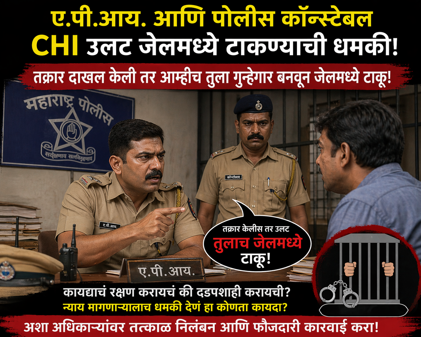 जबरी चोरीचा गुन्हा दाखल करण्यास पोलीसांचा नकार,  उलट  तक्रारदार महिलेस जेलमध्ये टाकण्याची धमकी -फोन कॉल रेकॉर्डिंग उच्च अधिकाऱ्यांकडे सादर केले जाणार ? ?